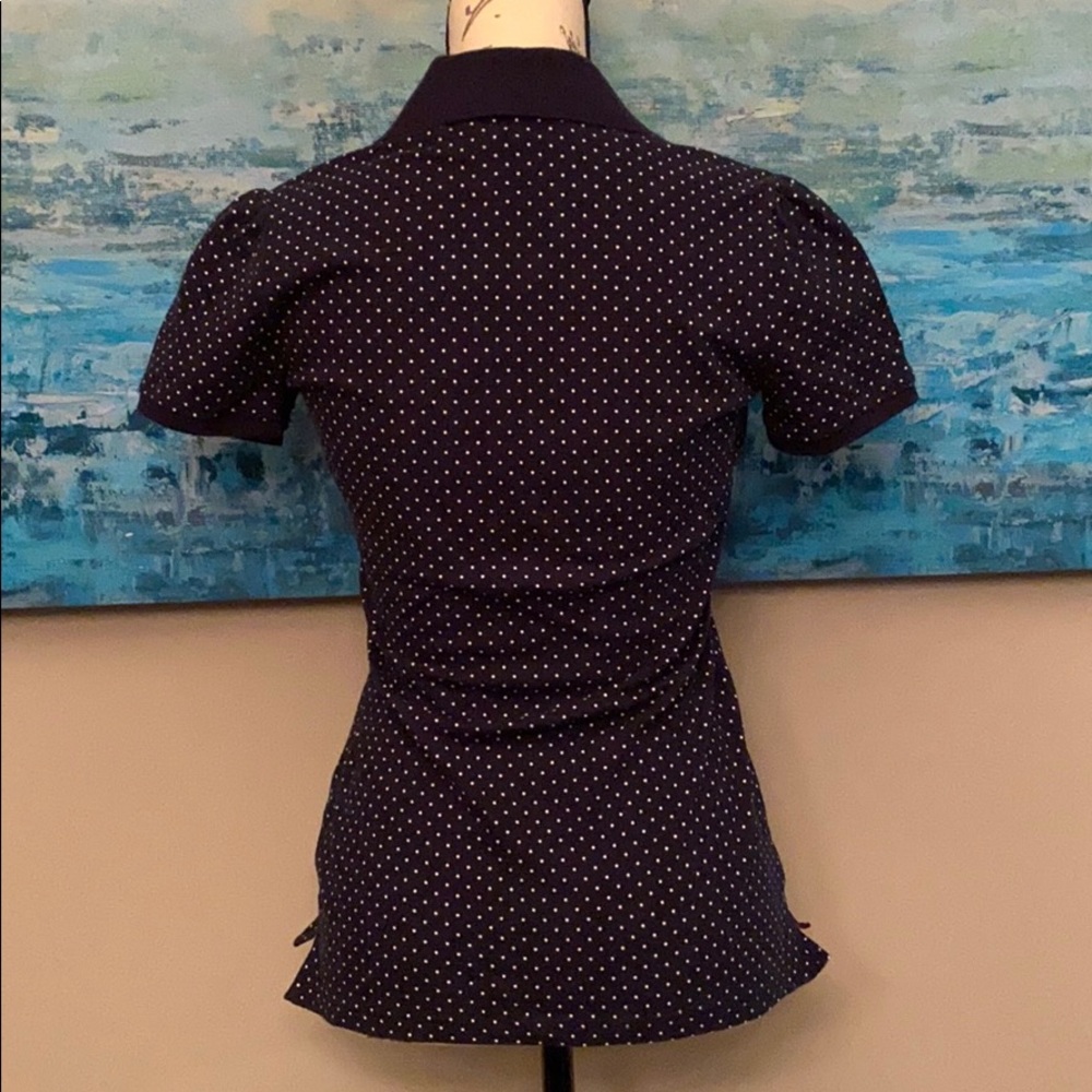 Tommy Hilfiger Navy and White Polka Dot Polo - Picture 2 of 7